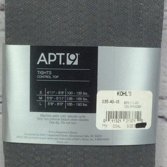 Apt. 9 Control Top Gray Tights Textured Pattern Light Academia Various Sizes NWT - Picture 2 of 6